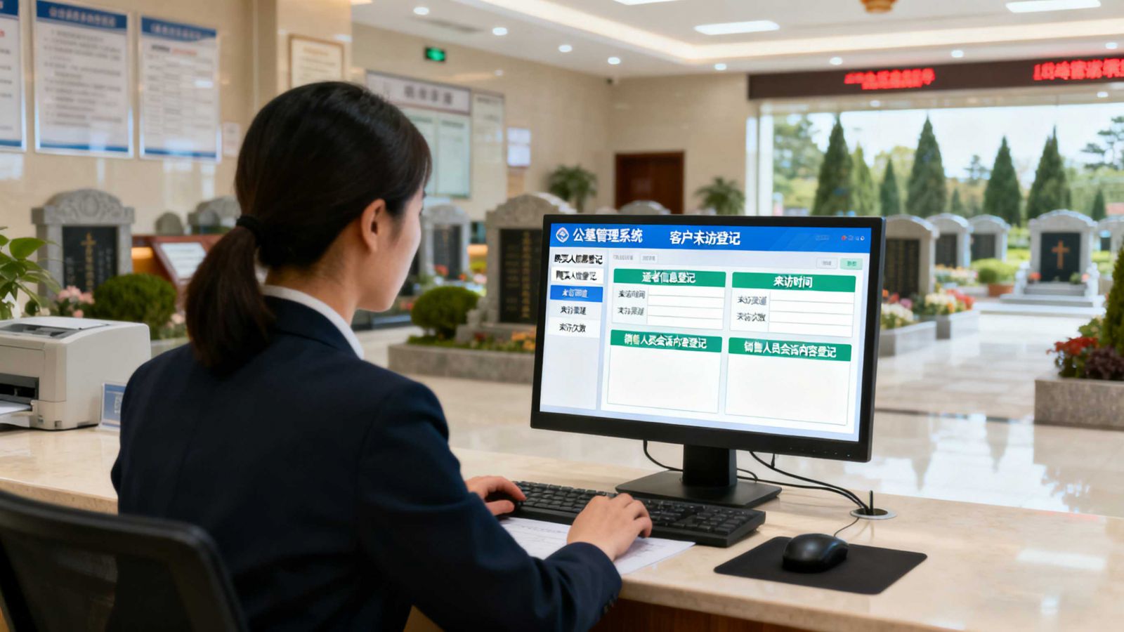 公墓管理系统来访登记界面